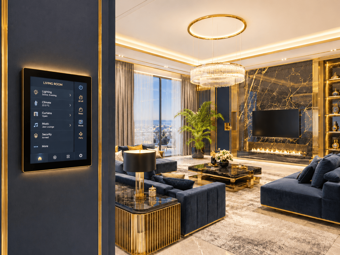 دمج تقنيات المنازل الذكية مع التصميم المعماري الداخلي الفاخر في المشاريع الاستثمارية.