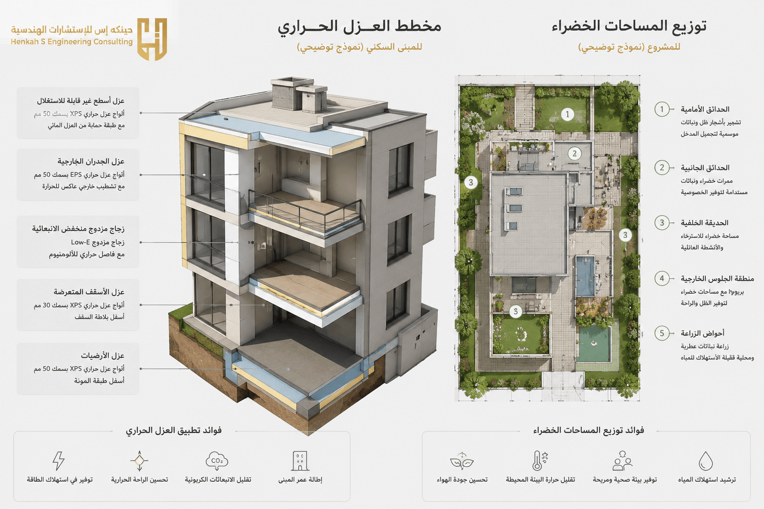 تطبيق الاستدامة وكود البناء السعودي في التصميم المعماري الحديث.