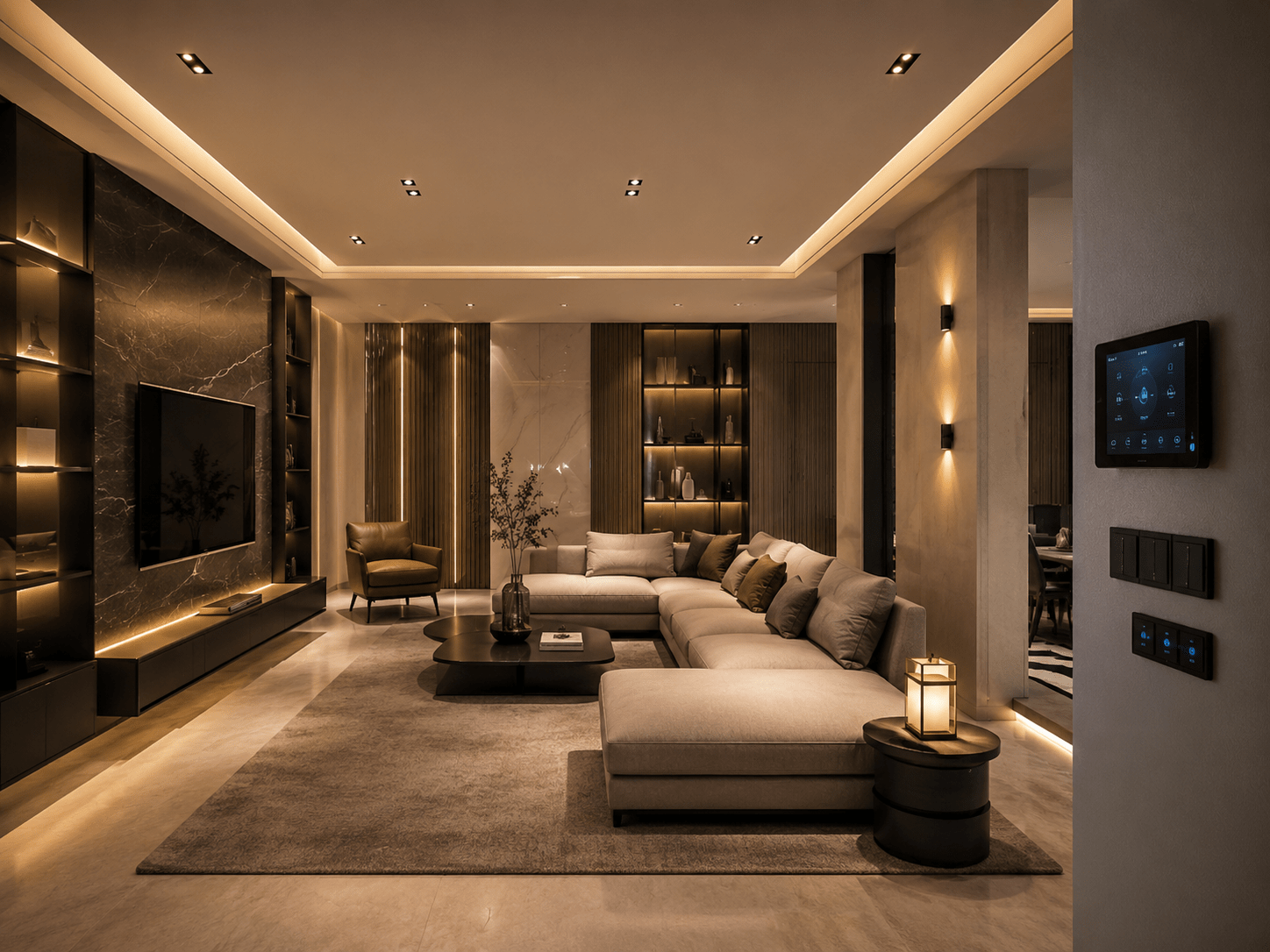 دمج تقنيات المنزل الذكي وأنظمة التحكم في المخططات المعمارية.