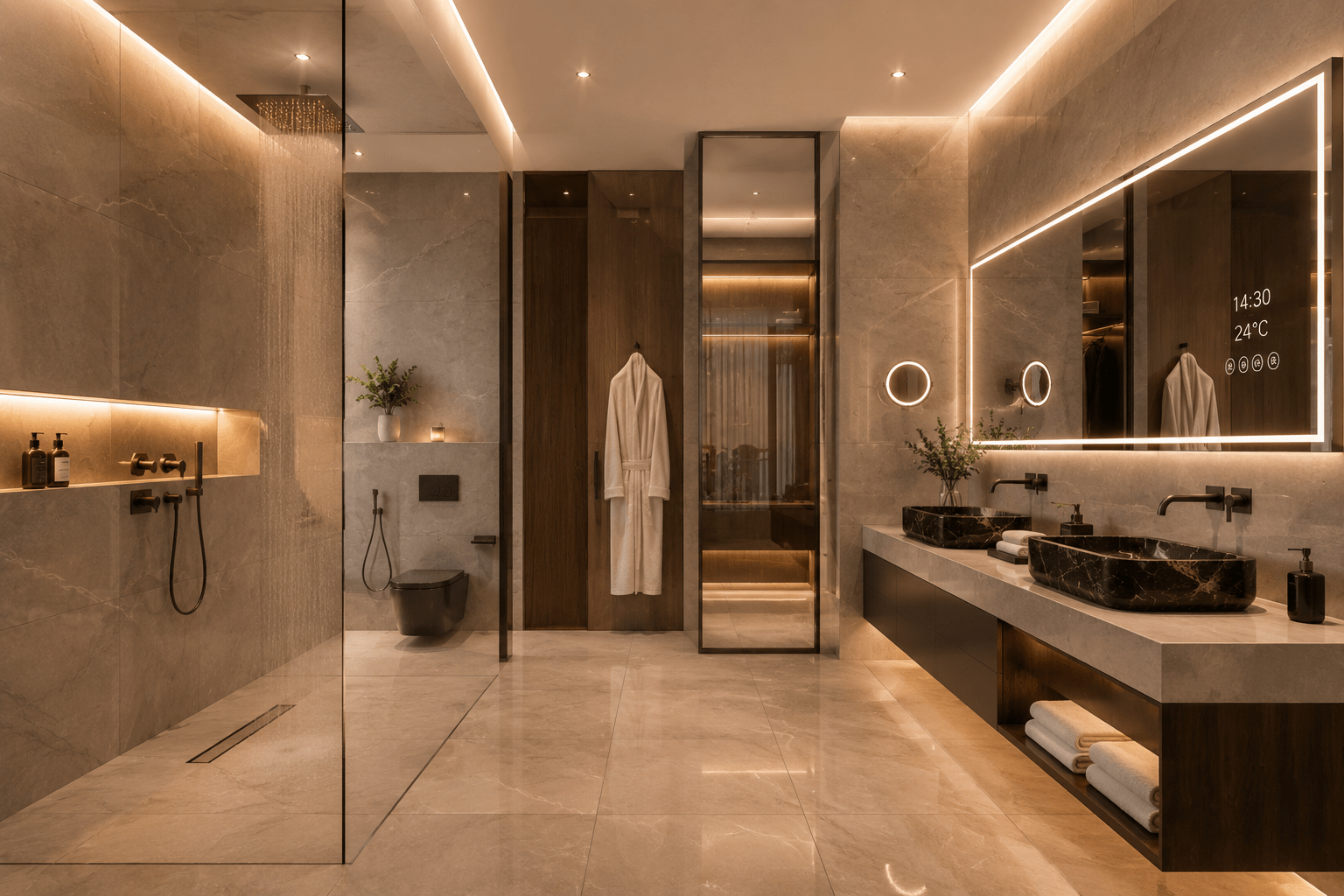 صميم وتنفيذ الحمامات الفندقية الراقية بأفضل المعايير الهندسية مع حنيكة إس بجدة.