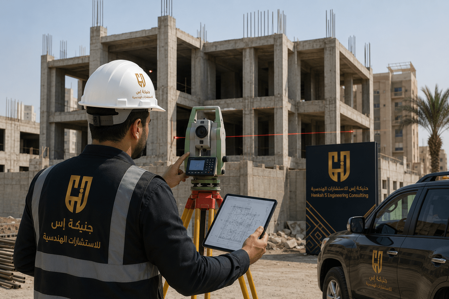 الفحص الإنشائي المتقدم والرفع المساحي لتصحيح وضع المباني المخالفة في جدة تحت إشراف شركة حنيكة إس للاستشارات الهندسية.
